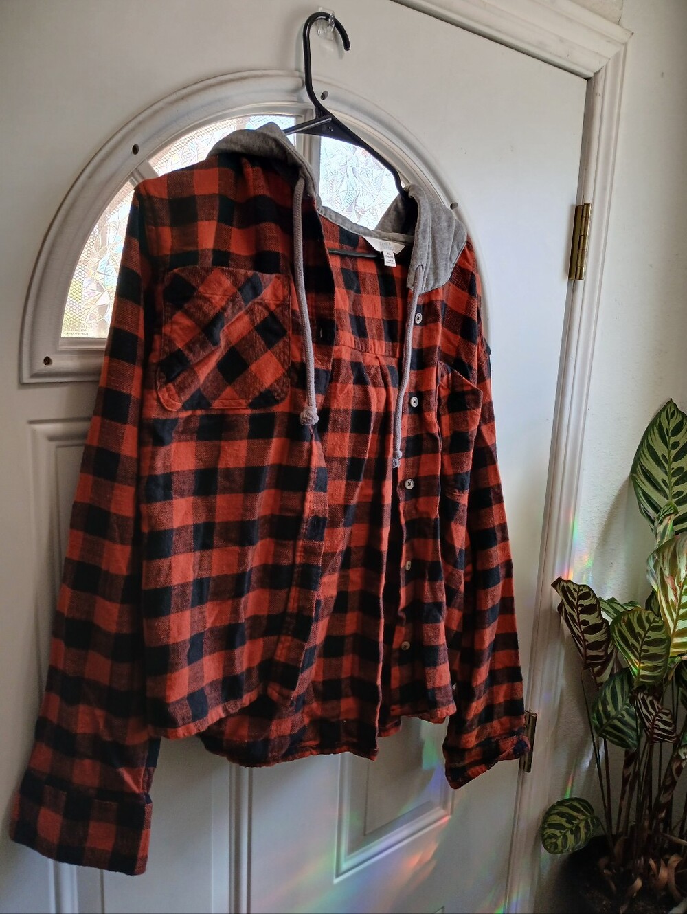 Time & Tru Lightweight Flannel With Hood Size XL